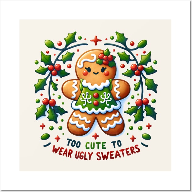 Too Cute To Wear Ugly Sweaters Wall Art by Nessanya